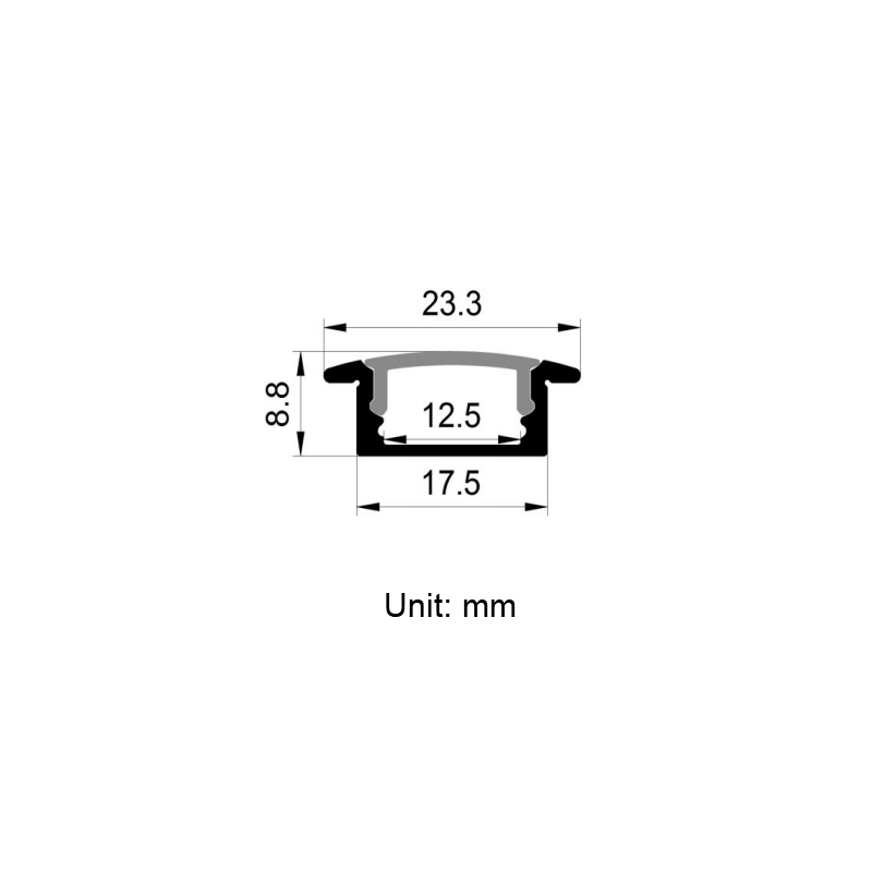 Recessed Light Diffuser Black Extruded Aluminum Channel With Flange For 12mm Width LED Strip Lights Recessed Light Diffuser Black Extruded Aluminum Channel With Flange For 12mm Width LED Strip Lights